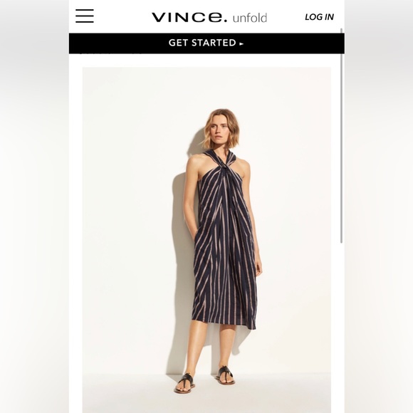 Vince textured stripe twist front halter dress - Picture 5 of 17